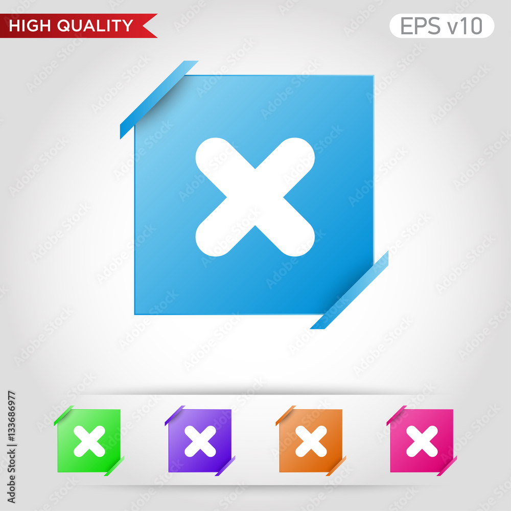 Obraz premium Colored icon or button of cross or delete symbol with background