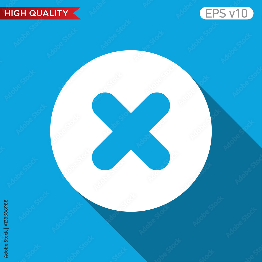 Fototapeta premium Colored icon or button of cross or delete symbol with background