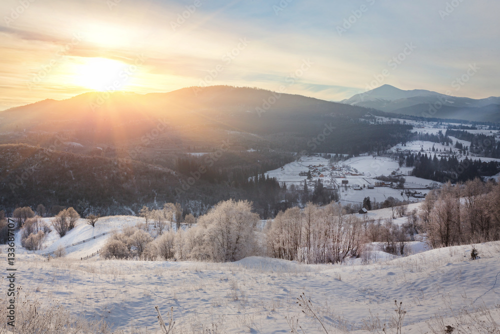 Beautiful winter landscape in the mountains. Beautiful winter landscape in the mountains.