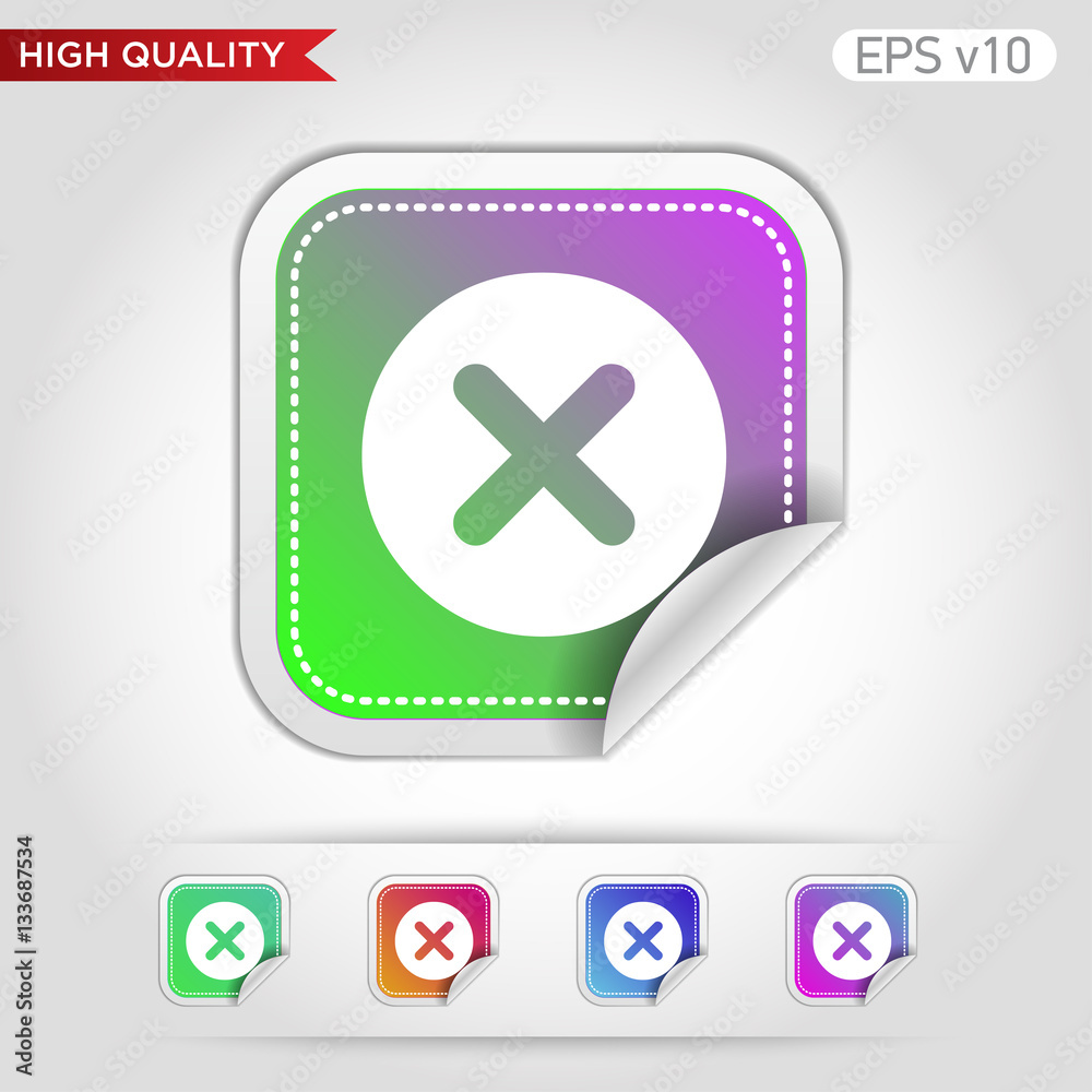 Obraz premium Colored icon or button of cross or delete symbol with background