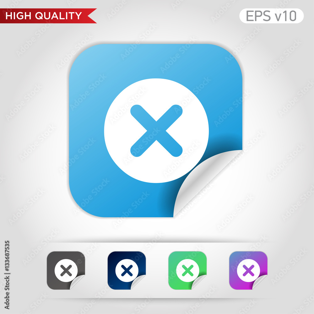 Obraz premium Colored icon or button of cross or delete symbol with background