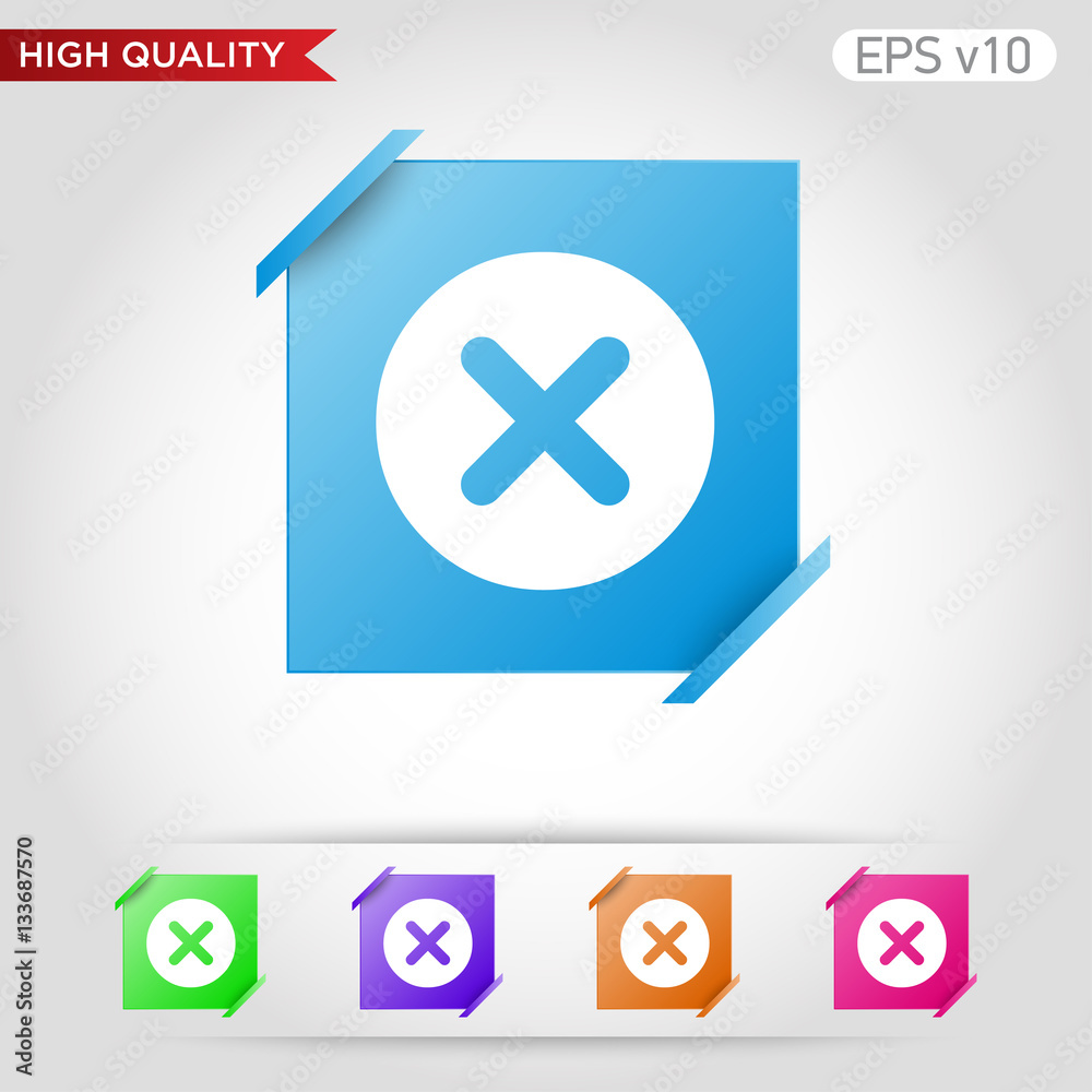 Fototapeta premium Colored icon or button of cross or delete symbol with background