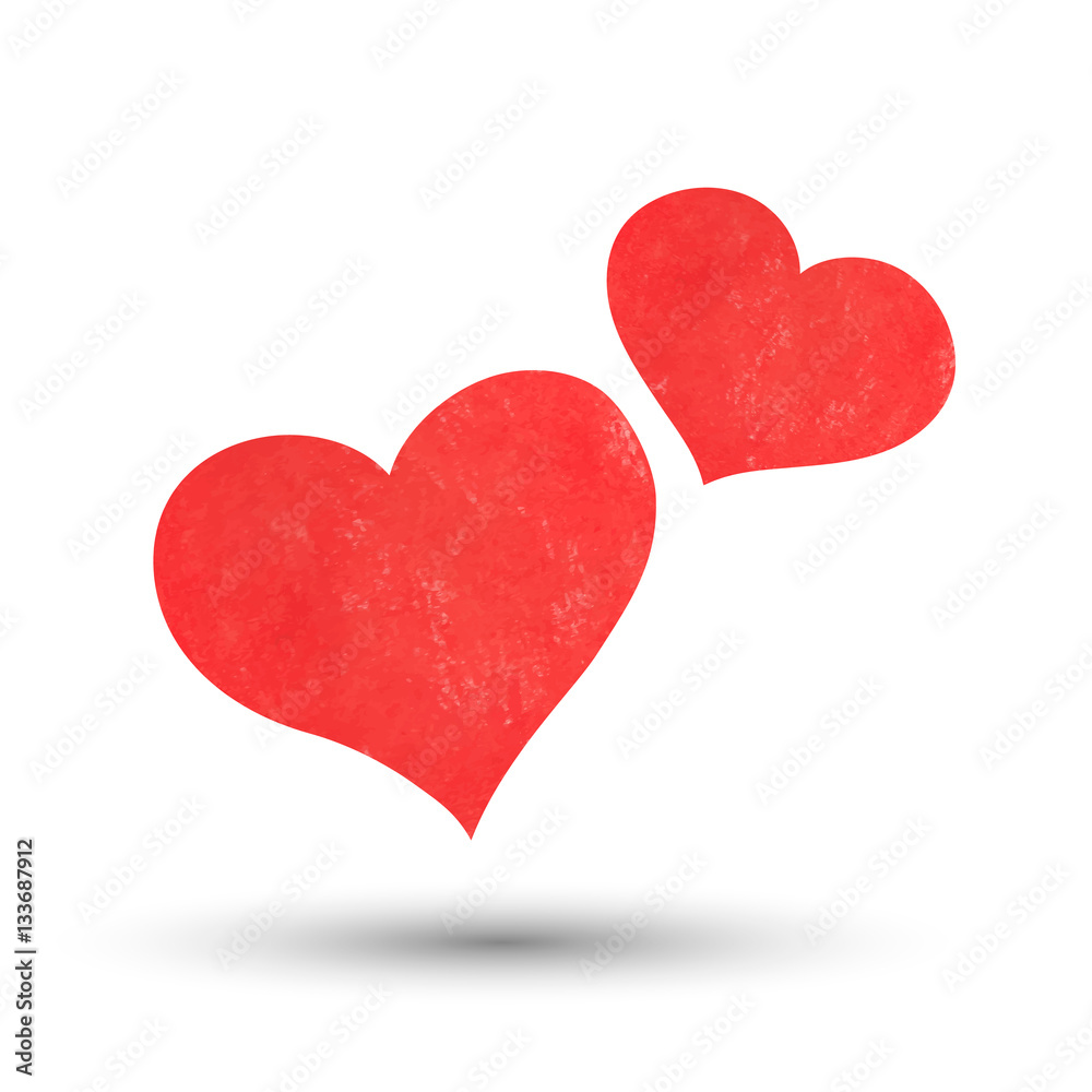 Watercolor red heart for Valentine's day. Vector