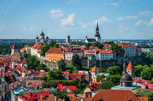 View of the Old Town of Tallinn from St. Olaf's Church Tower. Tallinn, Estonia.