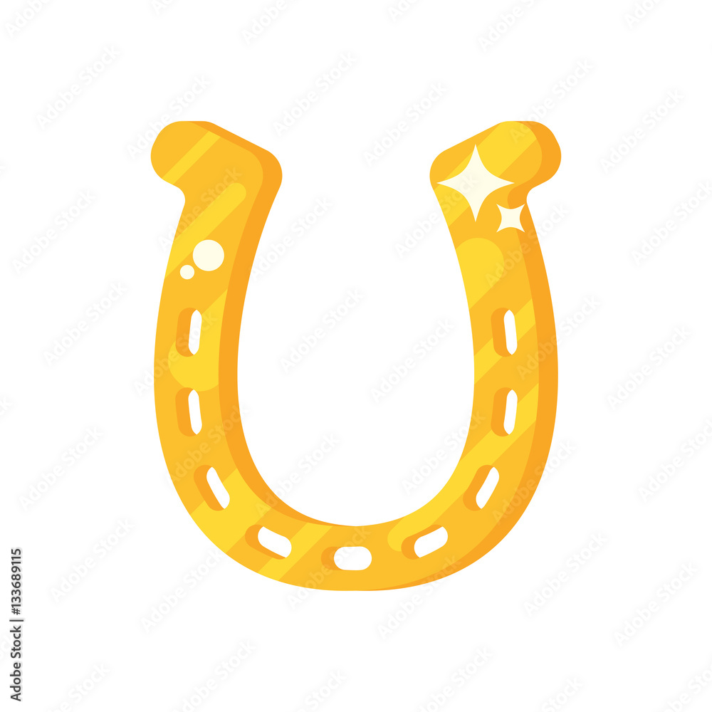 Vector flat style illustration of golden horseshoe. Vector flat style illustration of golden horseshoe.