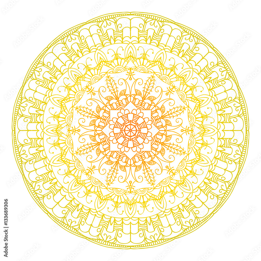 Linear mandala yellow on white Linear mandala yellow on white