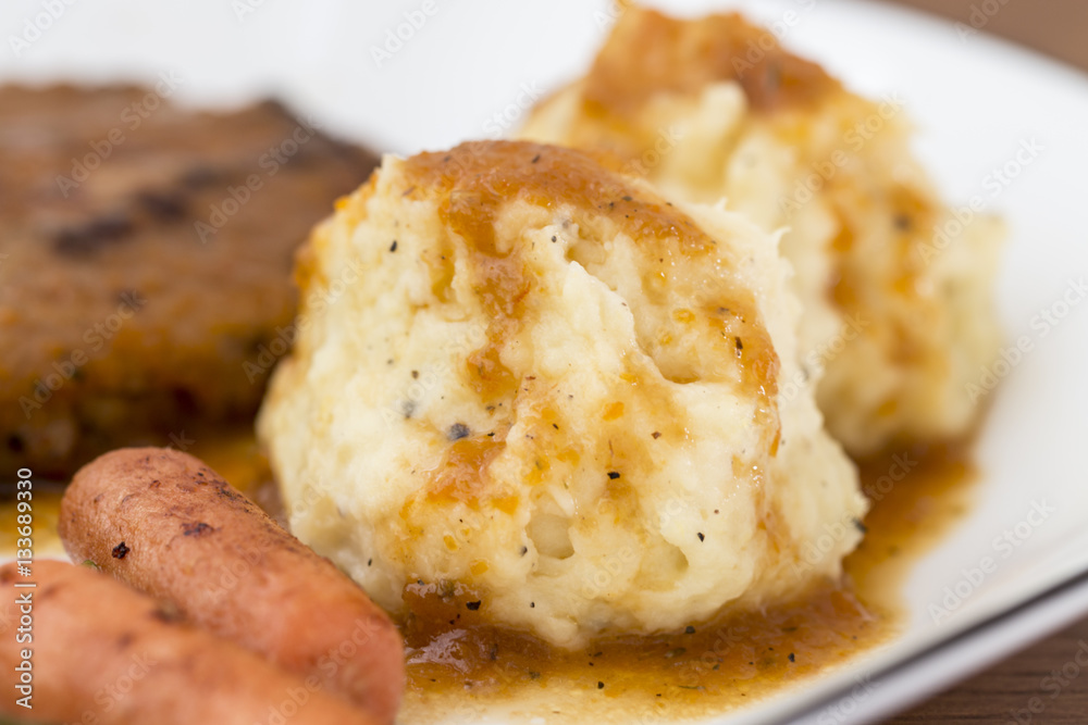 Close up of mashed potatoes.