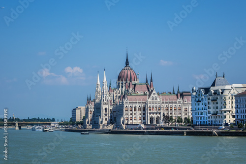 Beautiful Panoramic view of Budapest from Chain Bridge. Hungary.