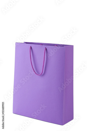 Purple shopping bag isolated on white