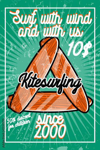 Color vintage kitesurfing banner photo