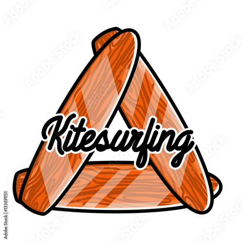 Color vintage kitesurfing emblem photo