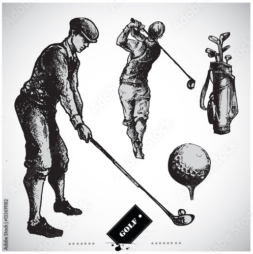 Golf . Collection of an hand drawn illustrations .