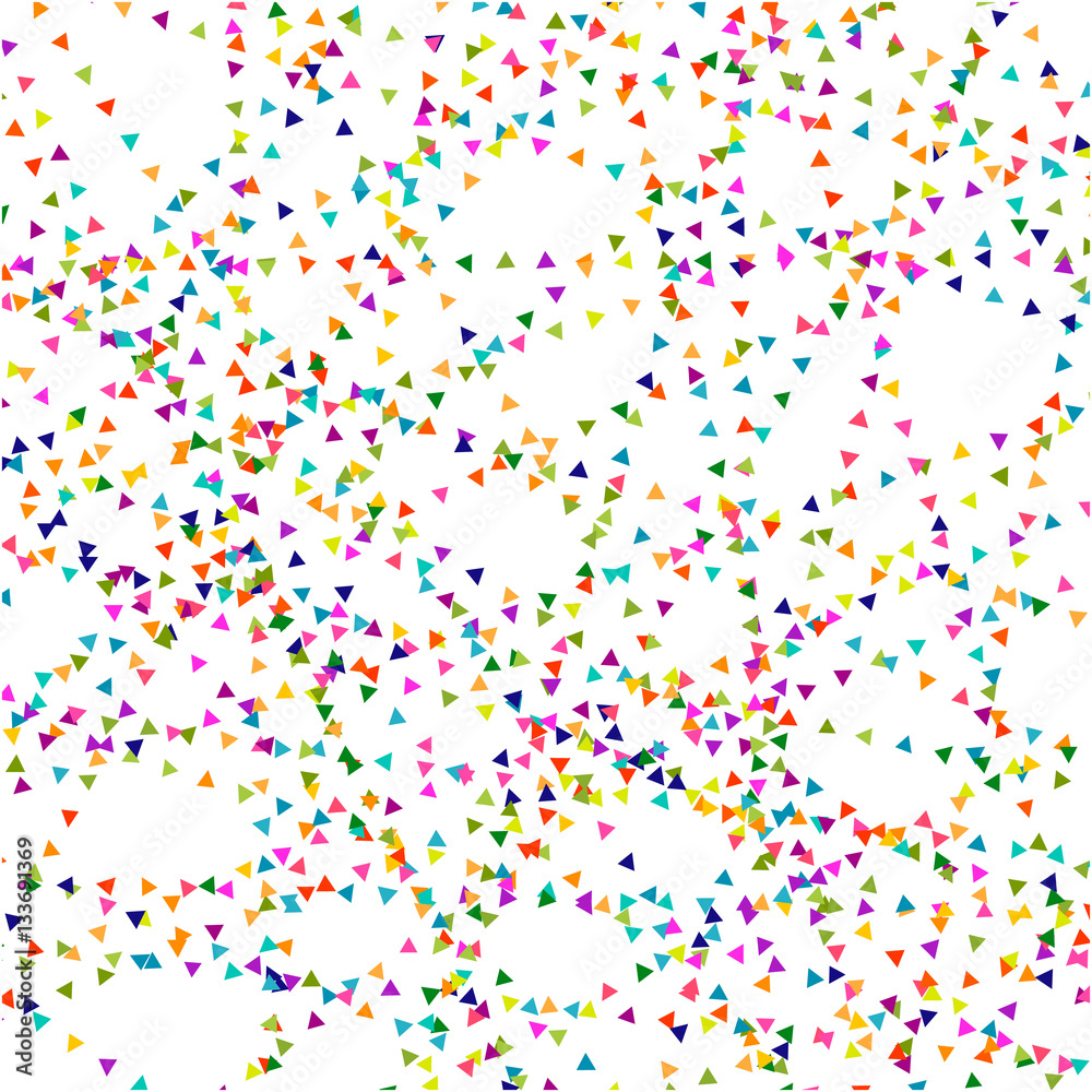 Abstract dotted surface. Background with colored particles. Halftone effect illustration. Colorful triangles on white background