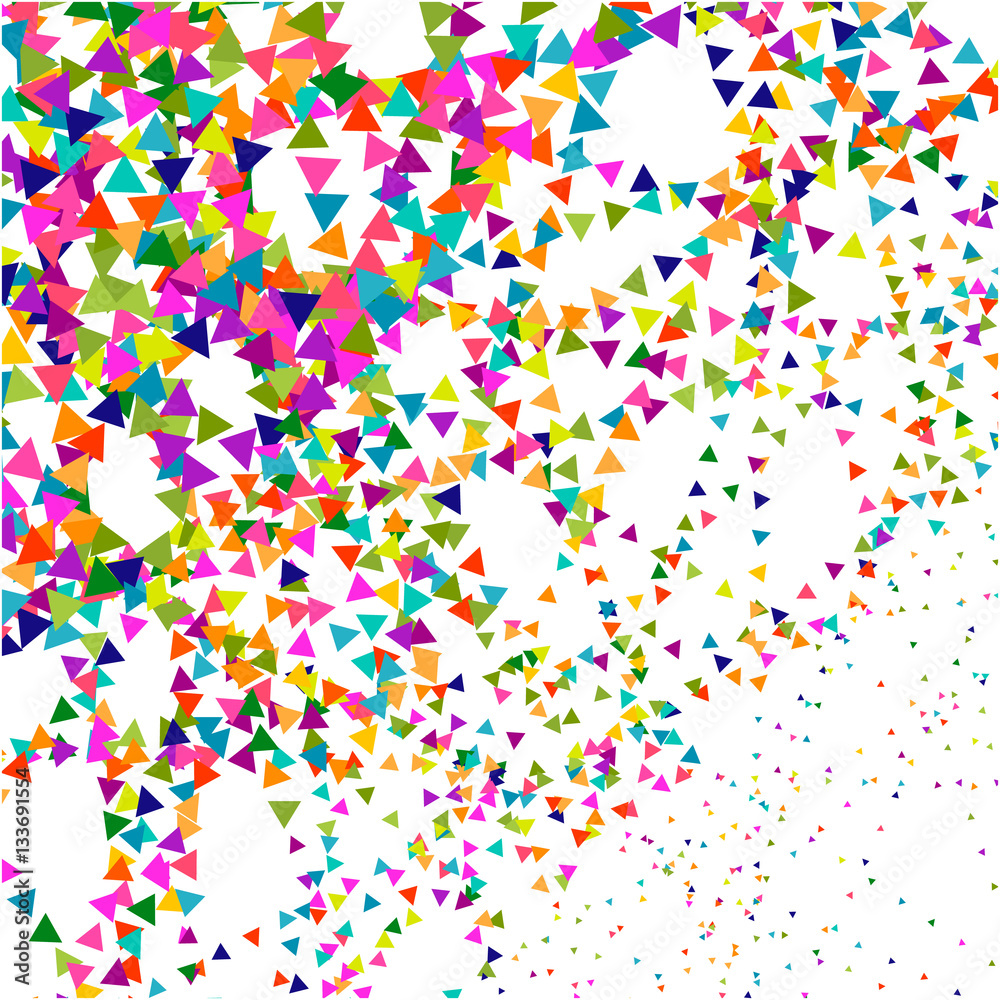 Abstract dotted surface. Background with colored particles. Halftone effect illustration. Colorful triangles on white background