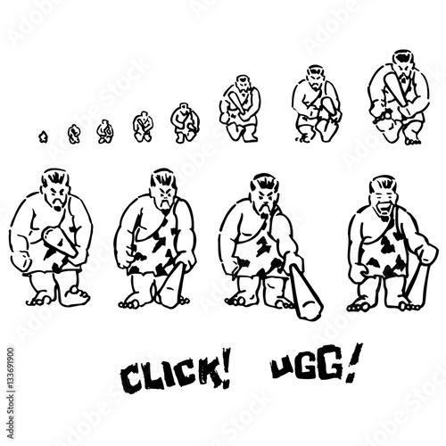 Caveman walk animation sequence
