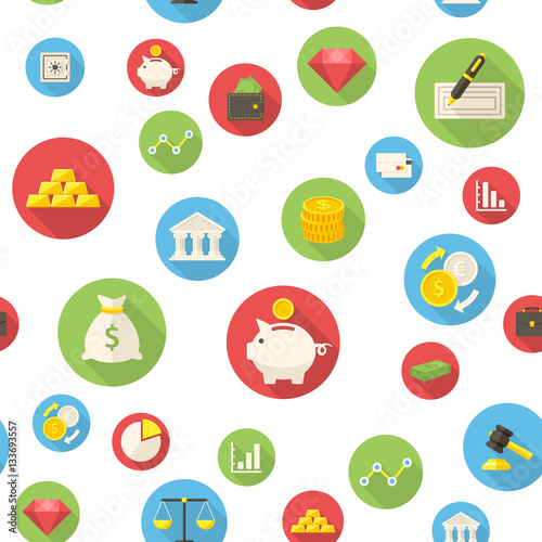 Seamless pattern with finance icons vector illustration