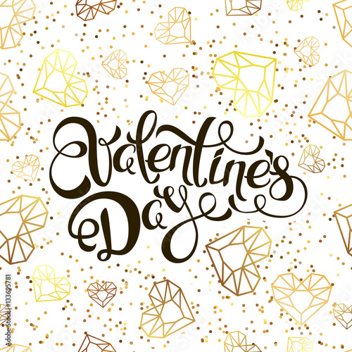 Valentines day vector greeting card. Hand drawn calligraphy lettering and out...
