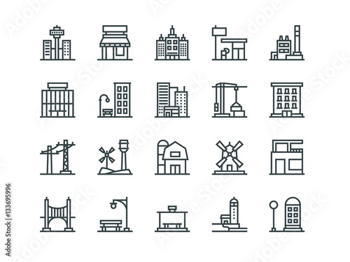 Architecture. Set of outline vector icons