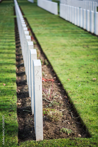 Tombstones in British War Cemetery in Normandy,France photo