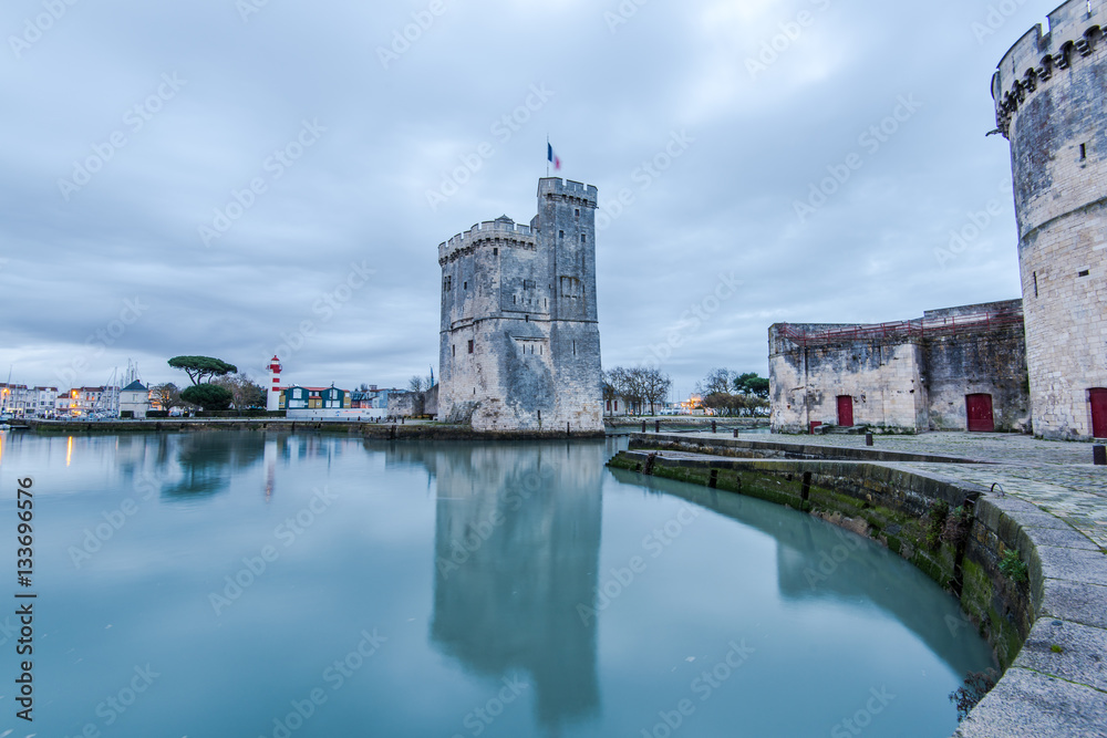 Old fort towers in La Rochelle , France Old fort towers in La Rochelle , France