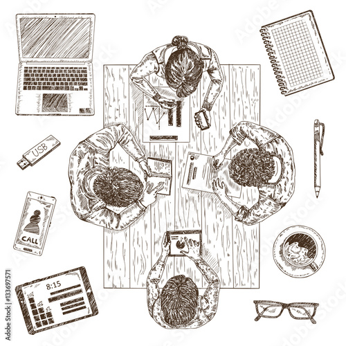 Business Meeting Sketch Concept