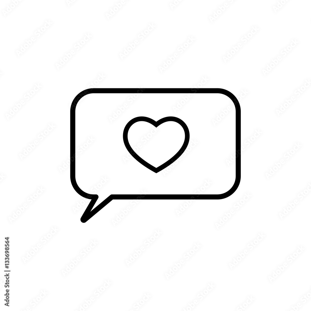 love heart, speech bubble, dialog box icon on white background love heart, speech bubble, dialog box icon on white background