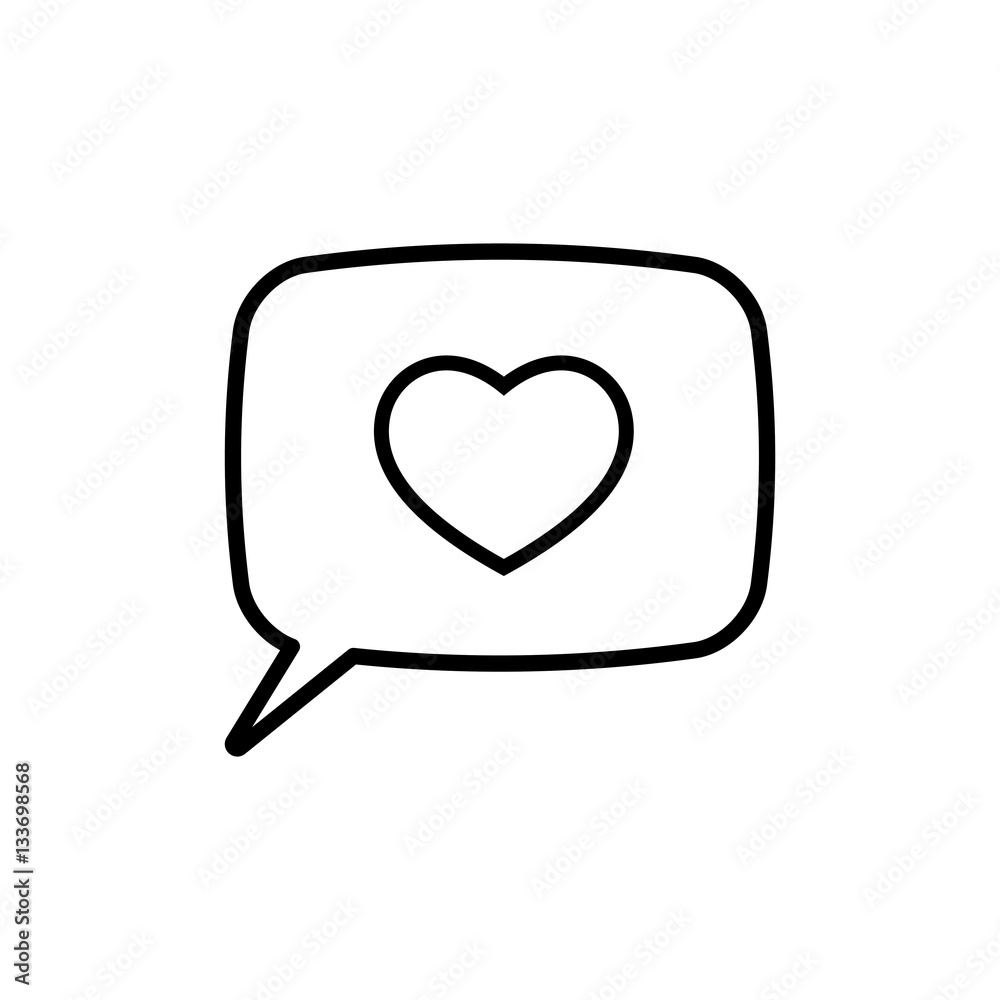 love heart, speech bubble, dialog box icon on white background love heart, speech bubble, dialog box icon on white background