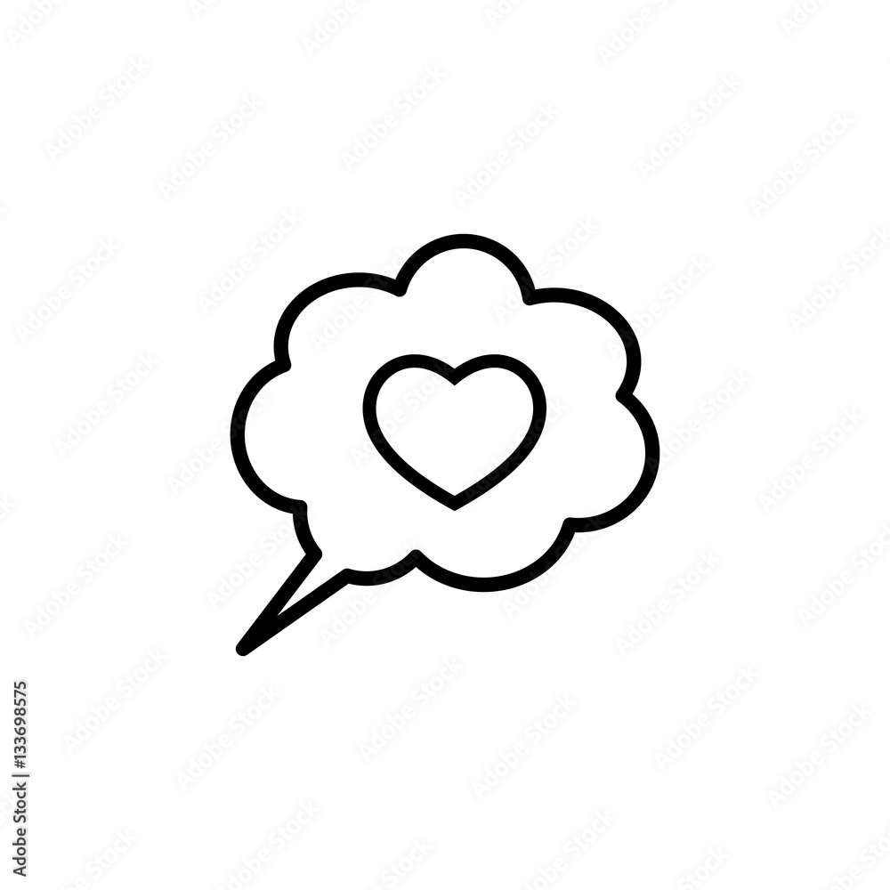 love heart, speech bubble, dialog box icon on white background love heart, speech bubble, dialog box icon on white background