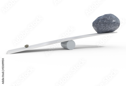 Cuadro en lienzo Wrong balancing small heavy and big stones 3d illustration