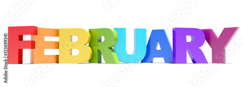 February colored text calendar background on white