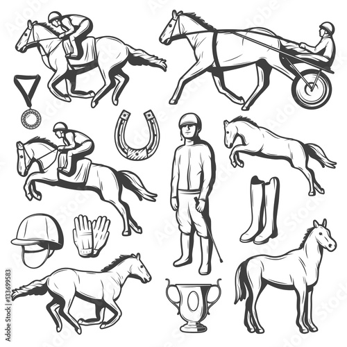 Vintage Equestrian Sport Elements Collection