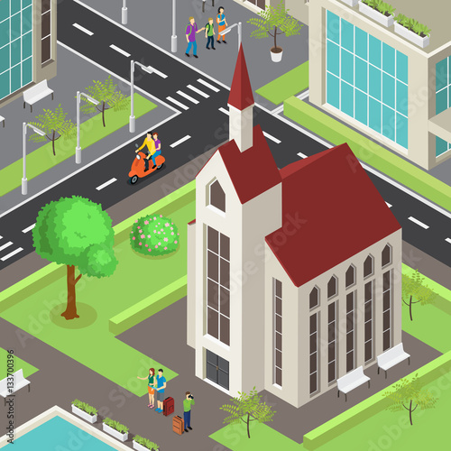 Tourist Sightseeing Isometric Template