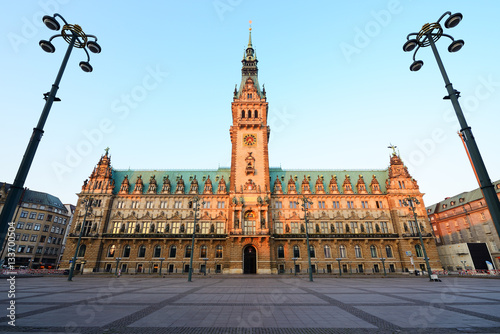 City Hall and market square in Hamburg, Germany