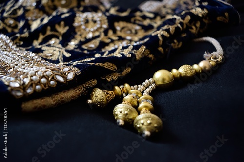 golden beads and gold embroidery 