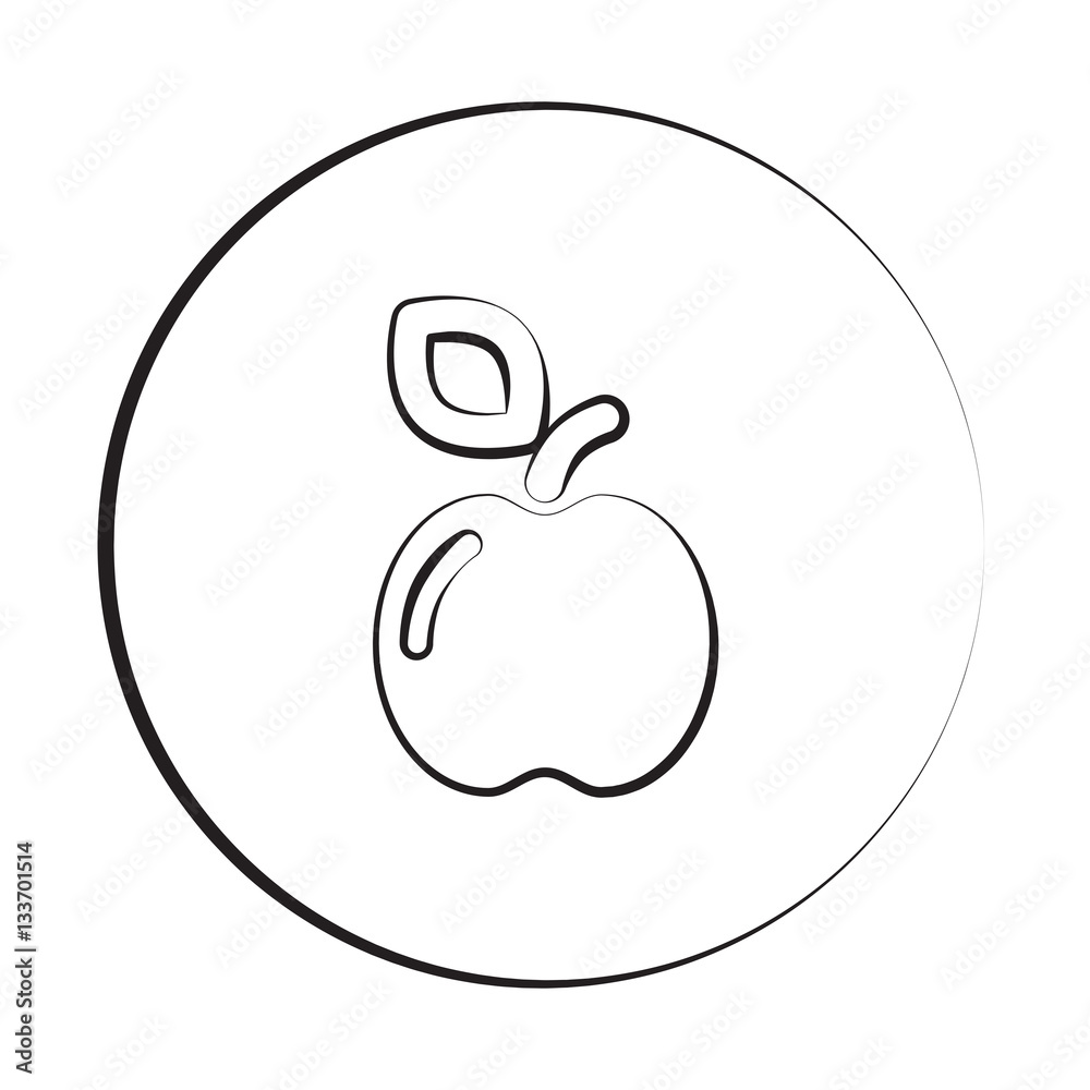 Black ink style Apple icon with circle Black ink style Apple icon with circle