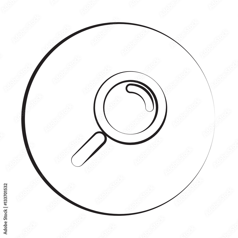 Black ink style Magnifying Glass icon with circle Black ink style Magnifying Glass icon with circle
