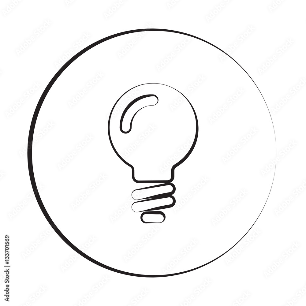Black ink style Light Bulb icon with circle Black ink style Light Bulb icon with circle