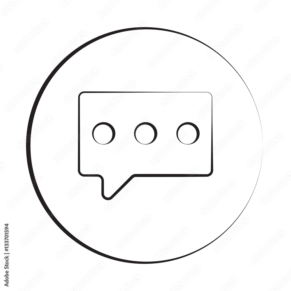 Black ink style Message icon with circle Black ink style Message icon with circle