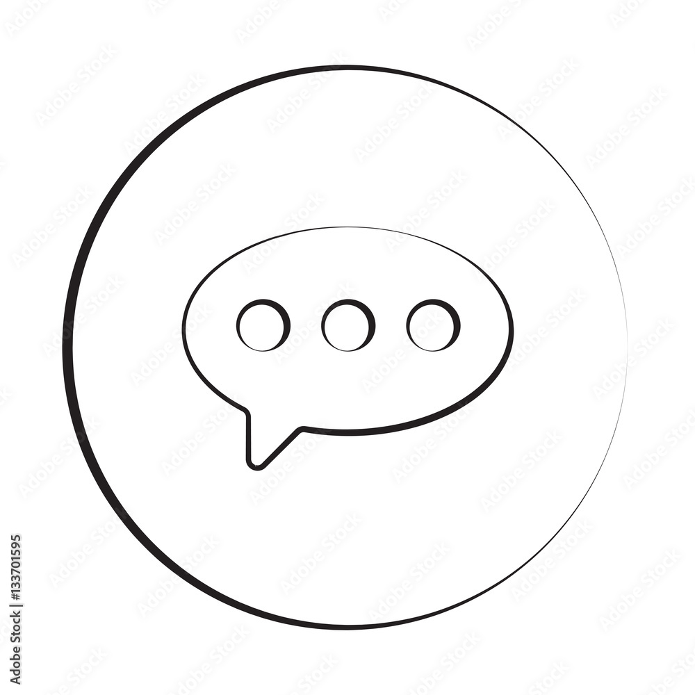 Black ink style Comment icon with circle