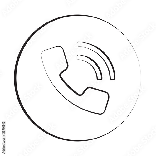 Black ink style Phone icon with circle