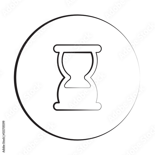 Black ink style Hourglass icon with circle