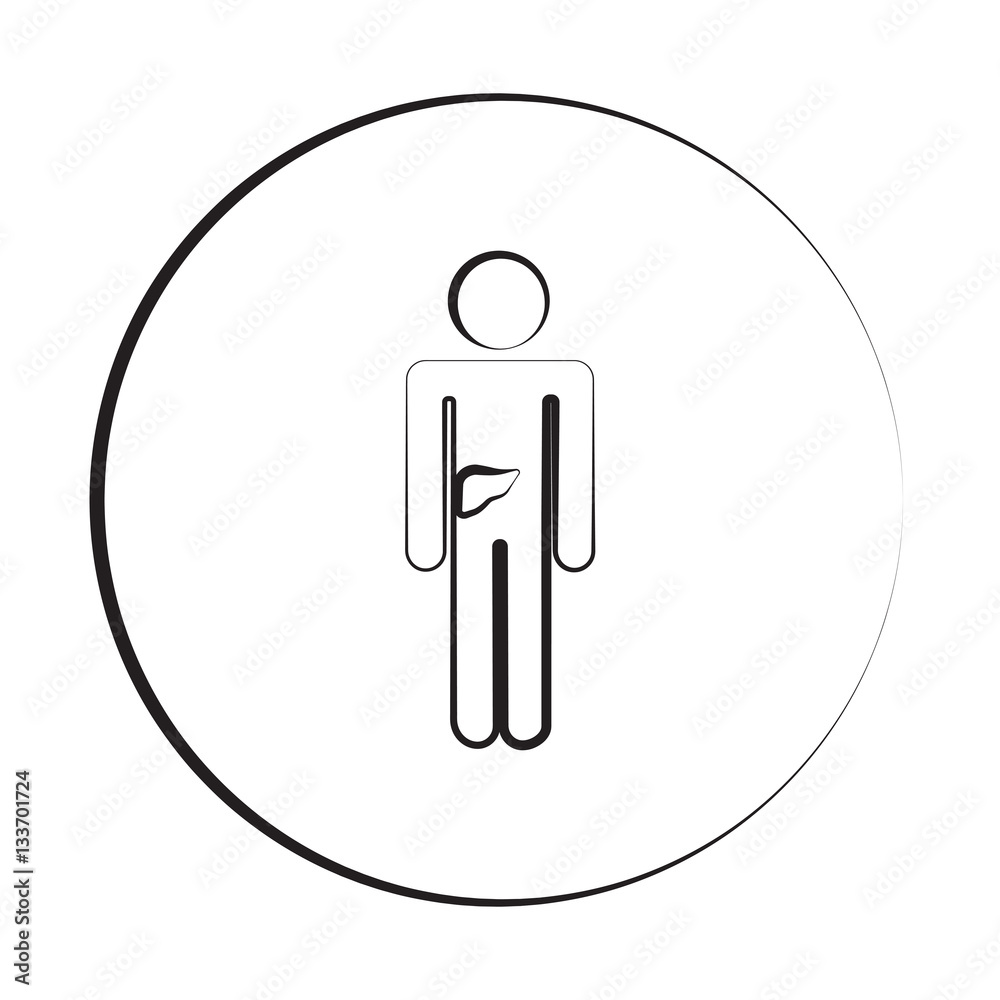 Black ink style Liver icon with circle Black ink style Liver icon with circle
