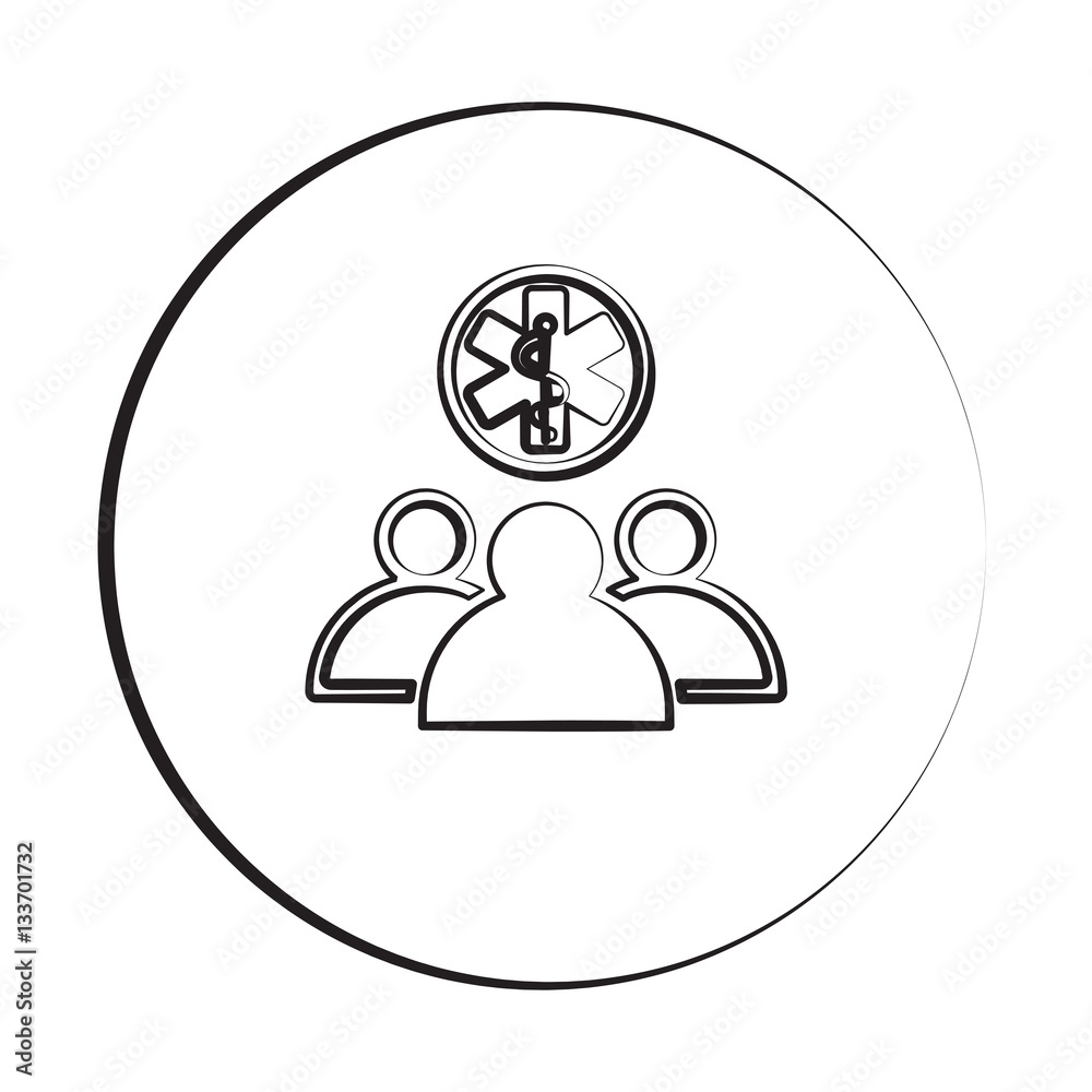 Black ink style Medical Team icon with circle Black ink style Medical Team icon with circle