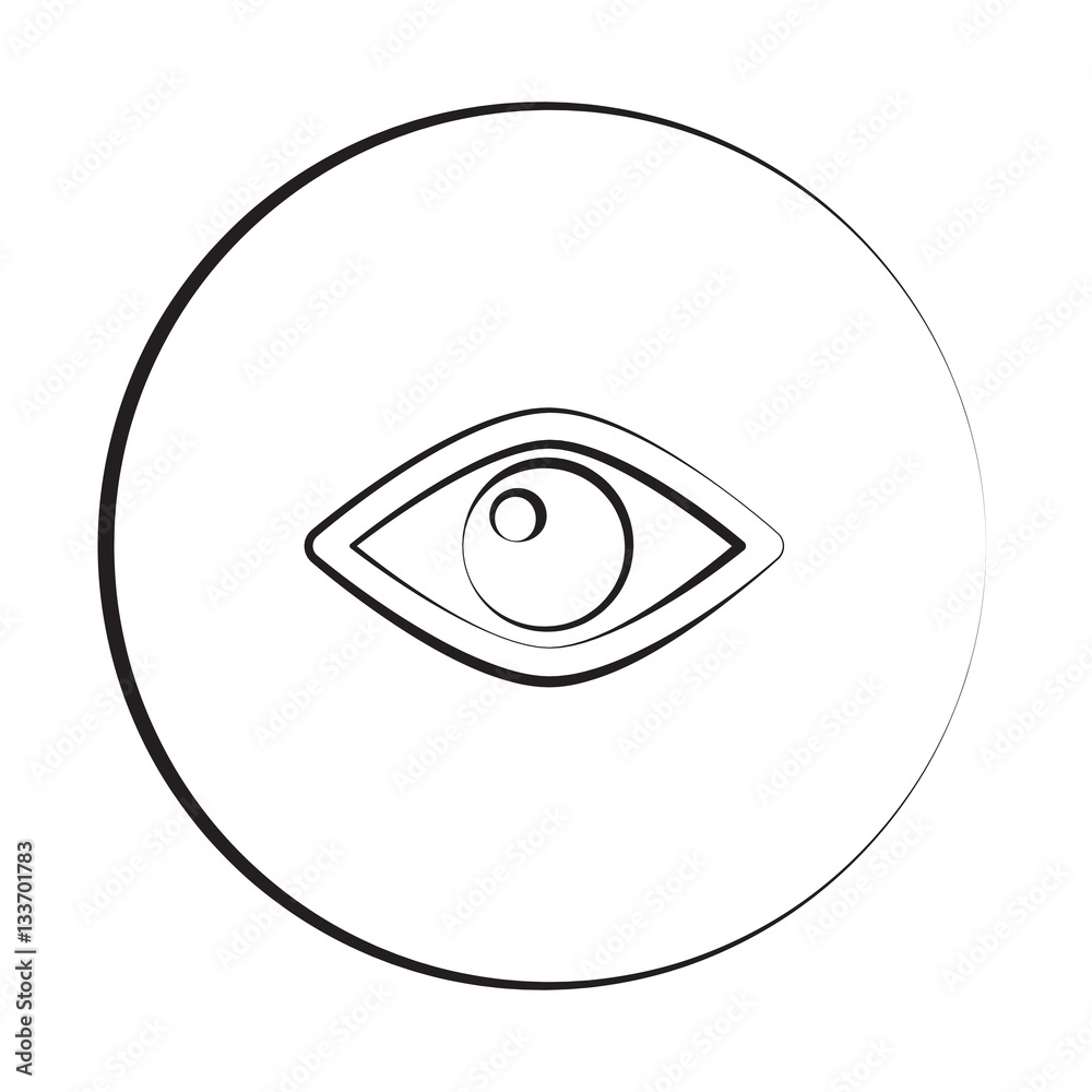 Black ink style Eye icon with circle Black ink style Eye icon with circle