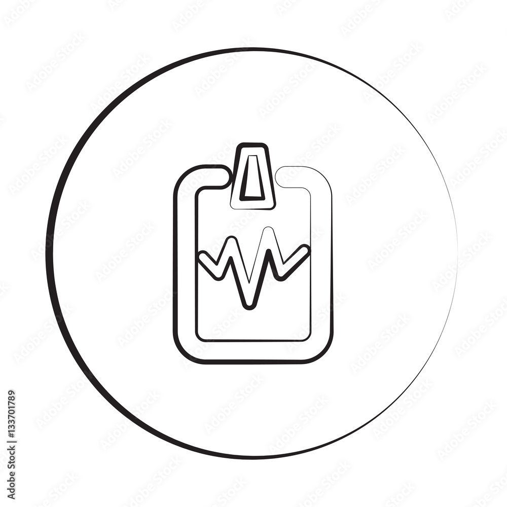 Black ink style Cardiogram Clipboard icon with circle Black ink style Cardiogram Clipboard icon with circle