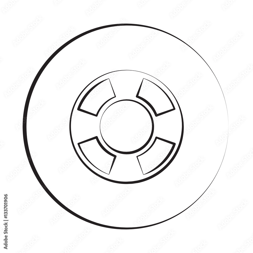 Black ink style Life Buoy icon with circle Black ink style Life Buoy icon with circle