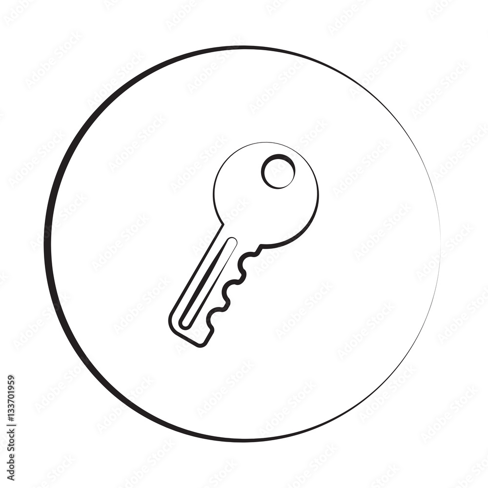 Black ink style Key icon with circle Black ink style Key icon with circle