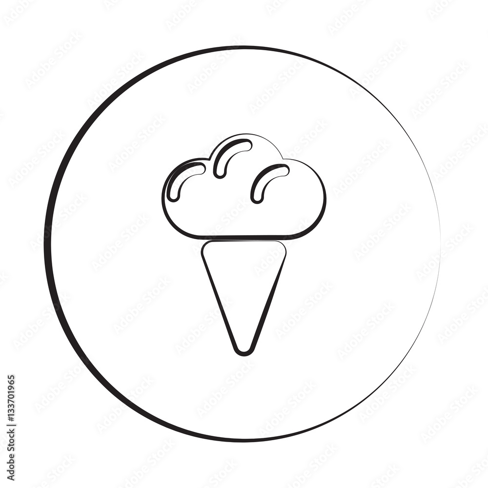 Black ink style Ice Cream icon with circle Black ink style Ice Cream icon with circle