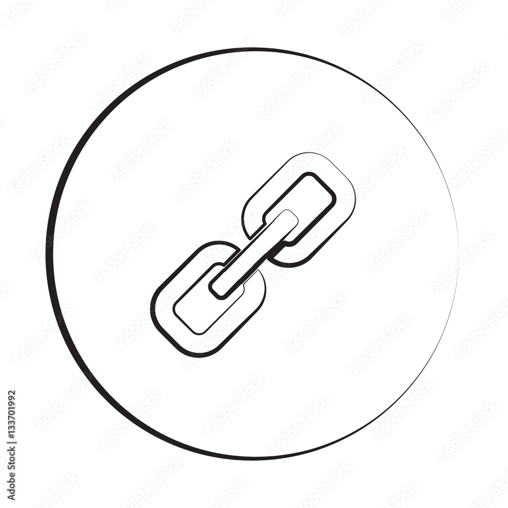Black ink style Links icon with circle Black ink style Links icon with circle