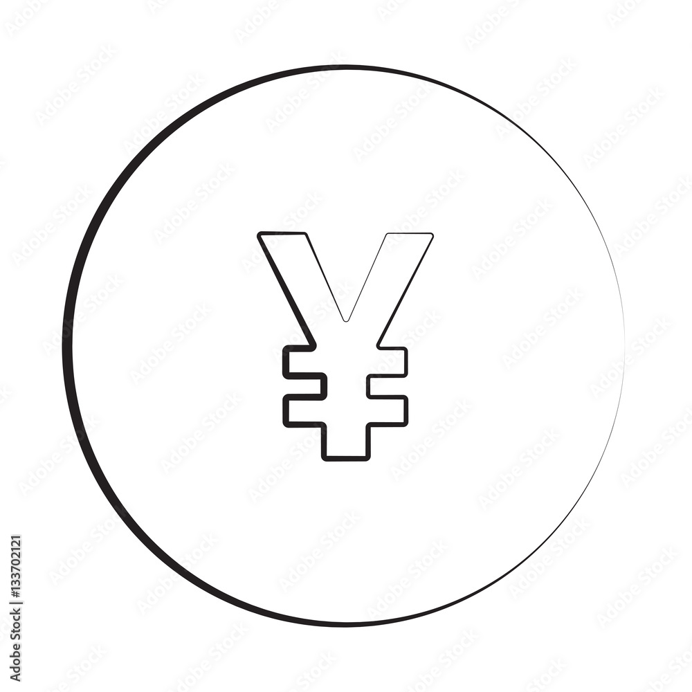 Obraz premium Black ink style Yen icon with circle